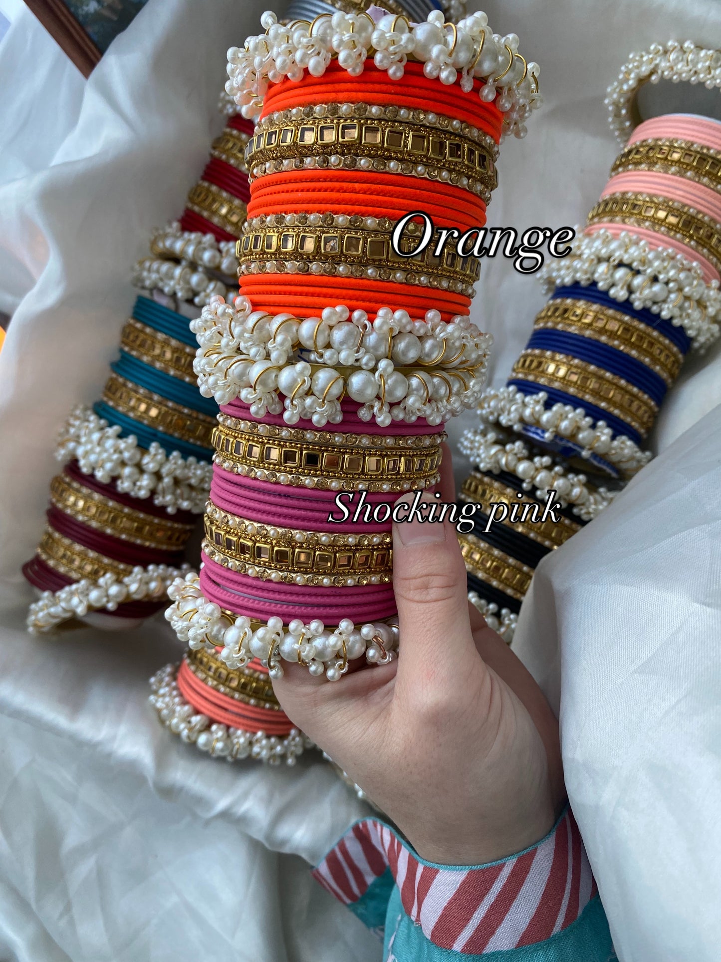 Pearl metal bangles (2.6)(B02)