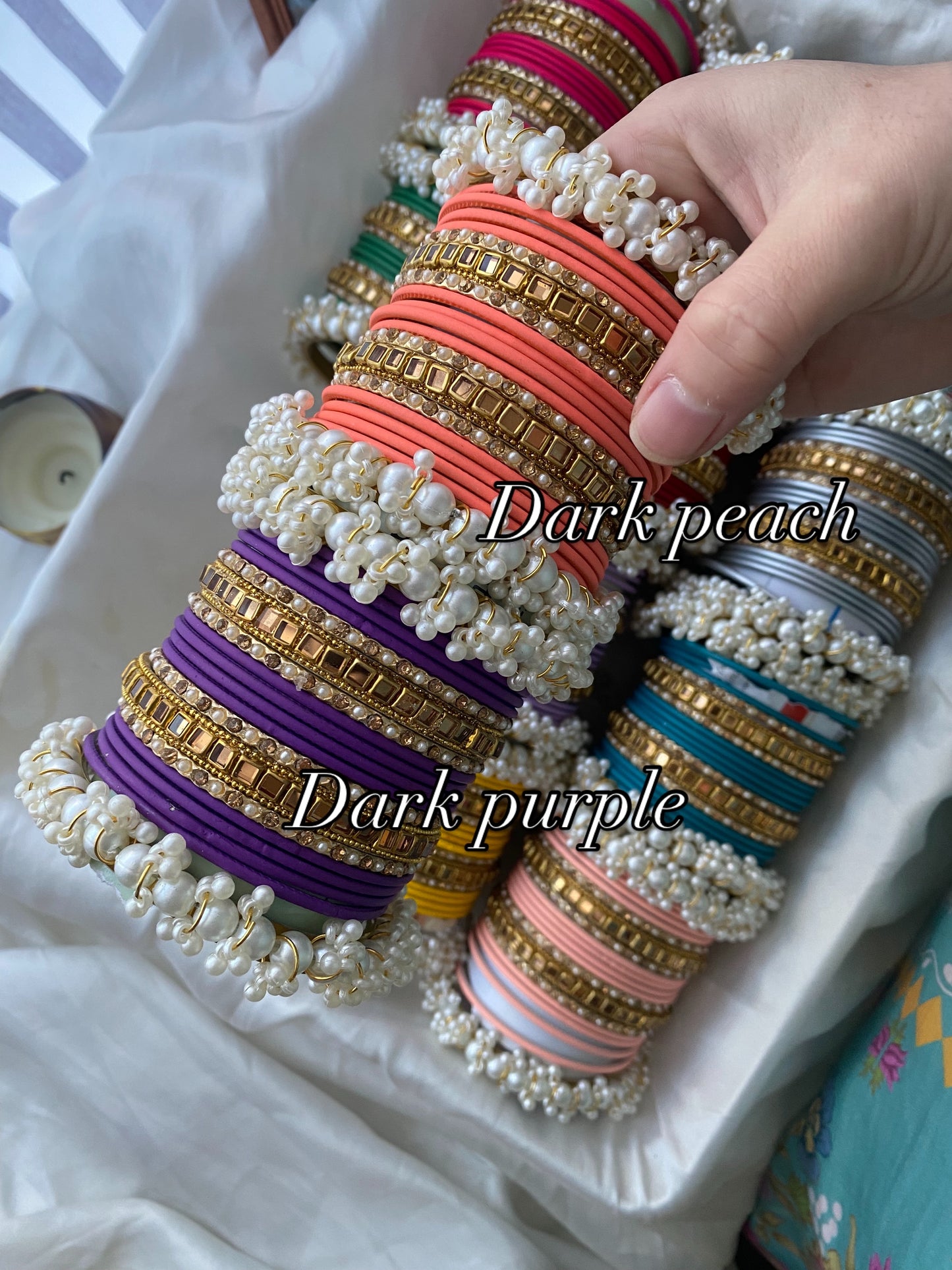 Pearl metal bangles (2.8) (B02)