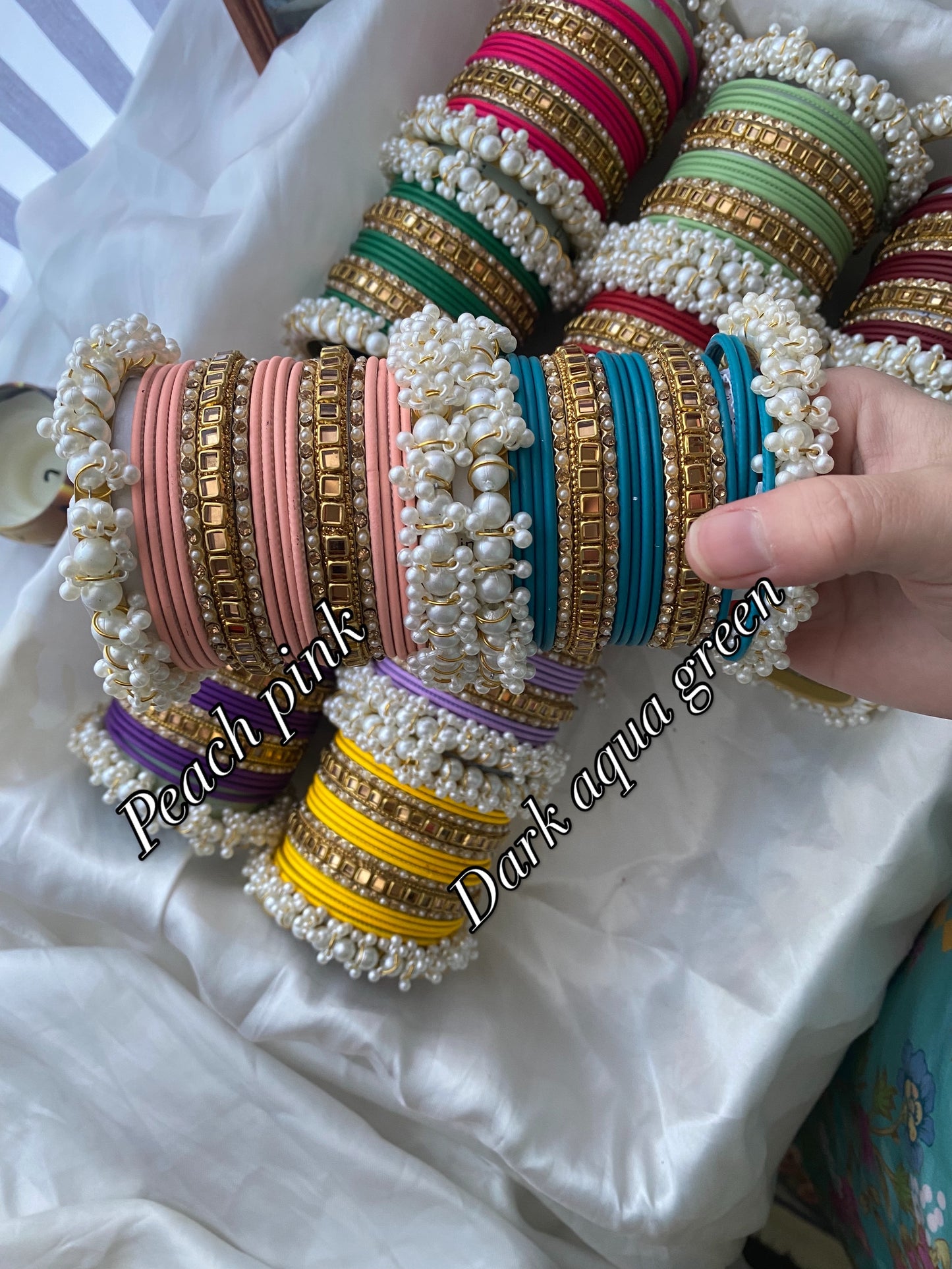 Pearl metal bangles (2.8) (B02)