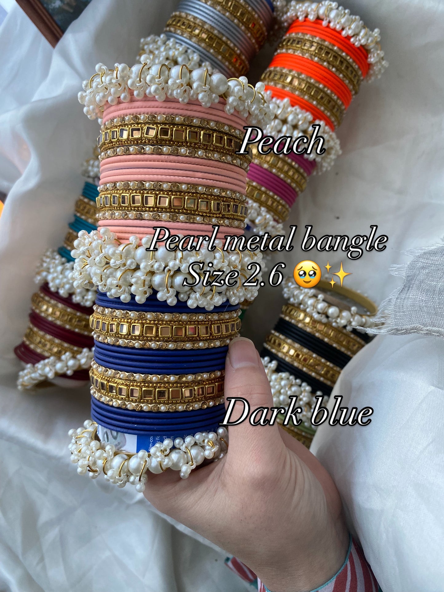 Pearl metal bangles (2.6)(B02)