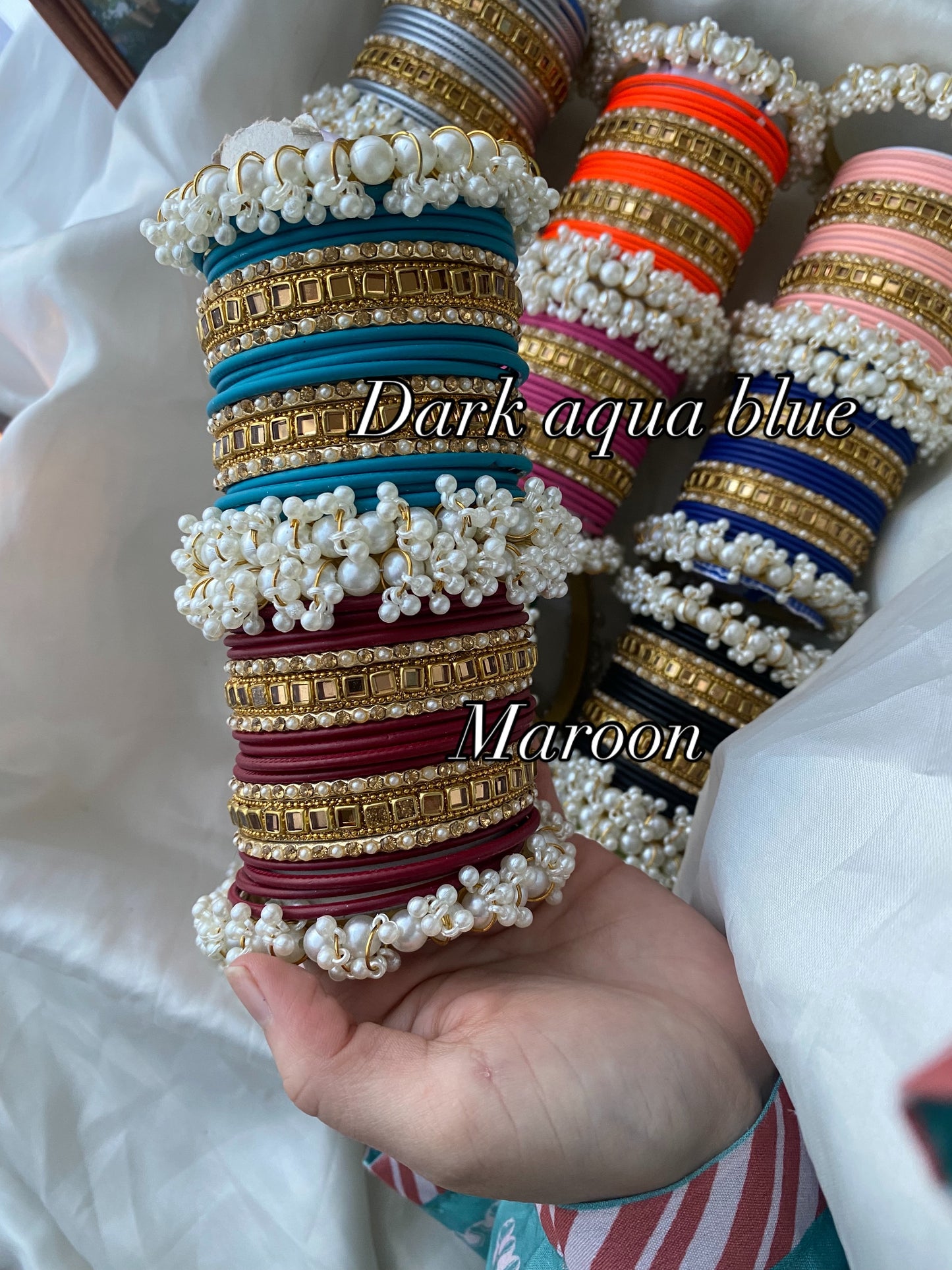 Pearl metal bangles (2.6)(B02)
