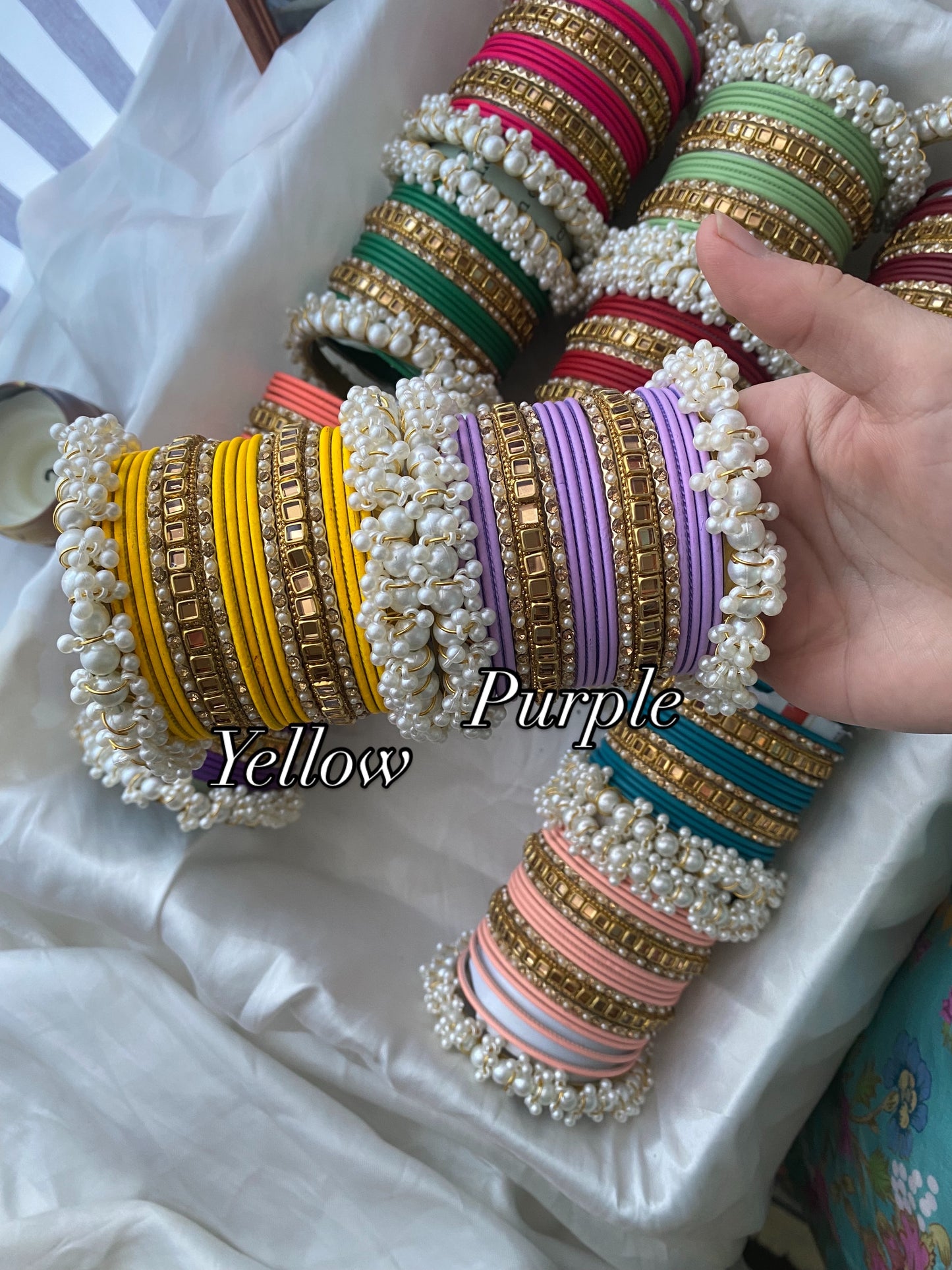 Pearl metal bangles (2.8) (B02)