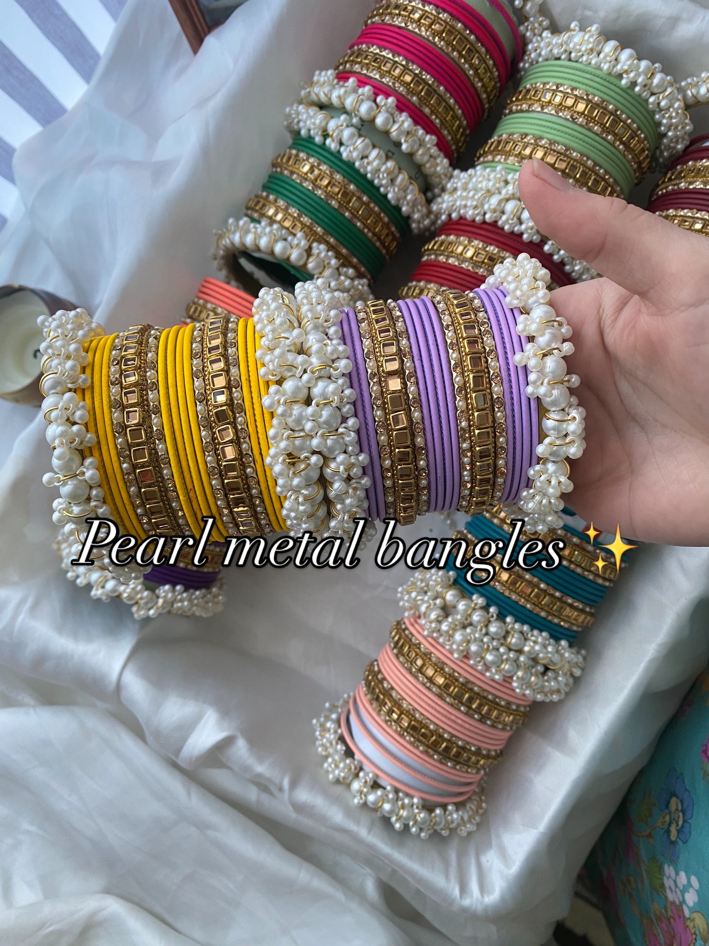 Pearl metal bangles (2.6)(B02)