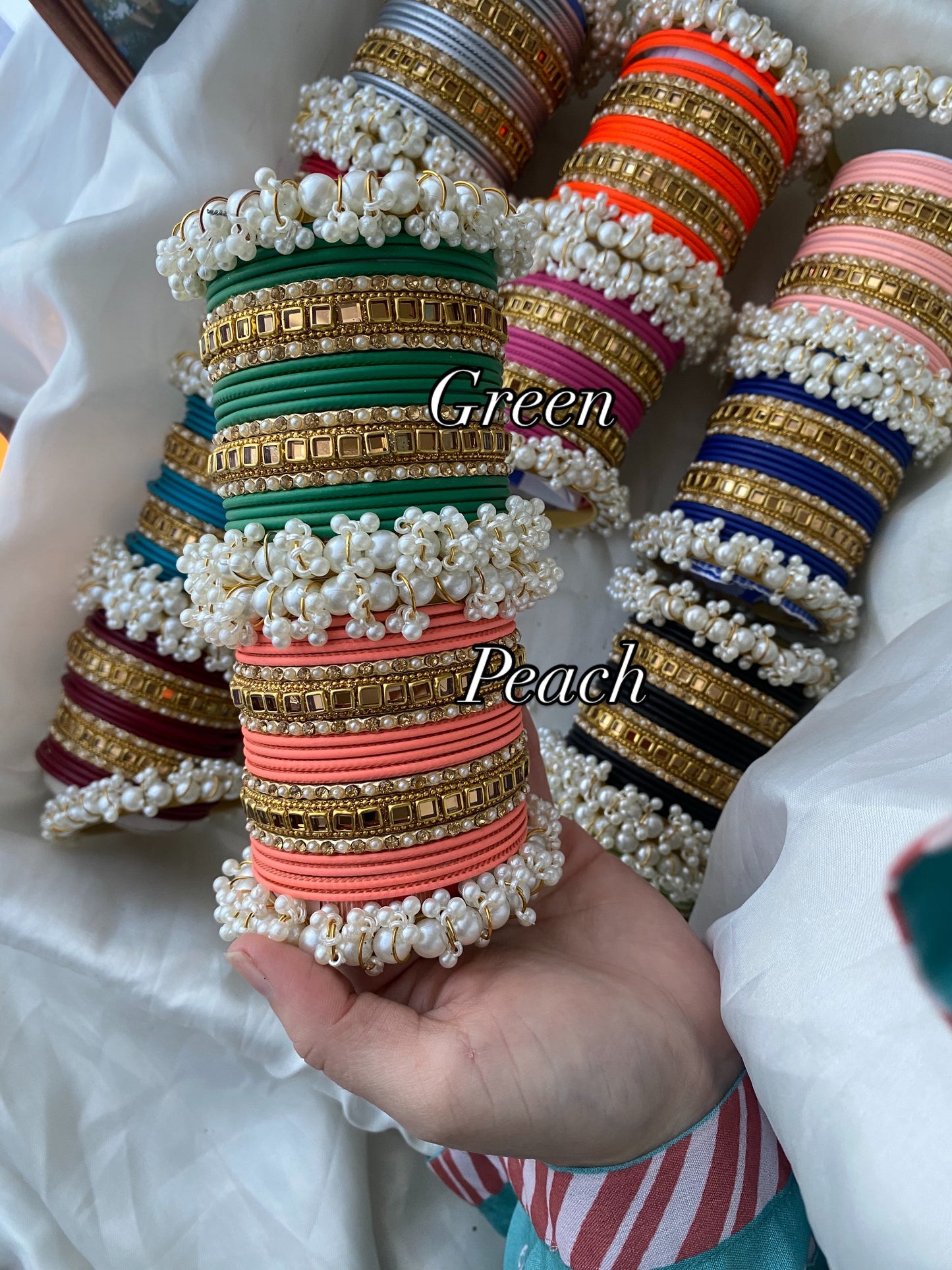 Pearl metal bangles (2.6)(B02)