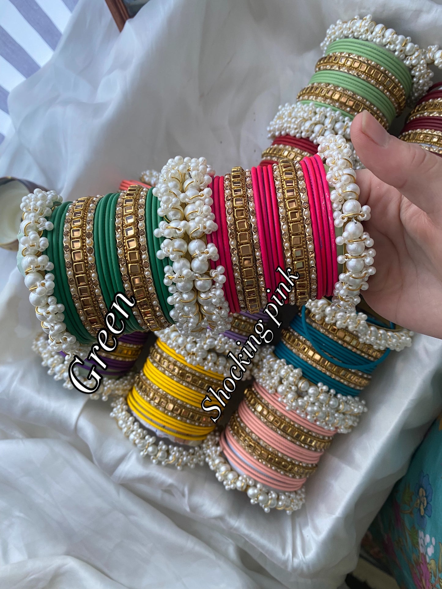 Pearl metal bangles (2.8) (B02)